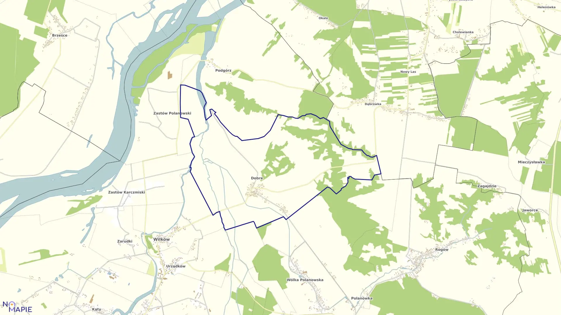 Mapa obrębu 02-DOBRE w gminie Wilków