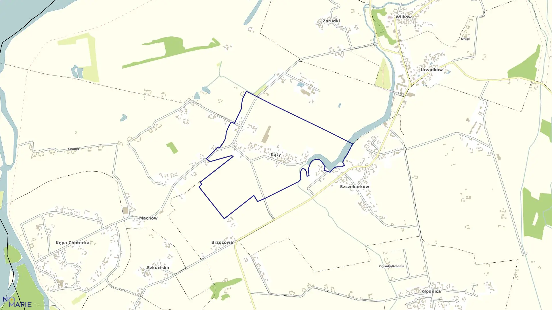 Mapa obrębu 03-KĄTY w gminie Wilków