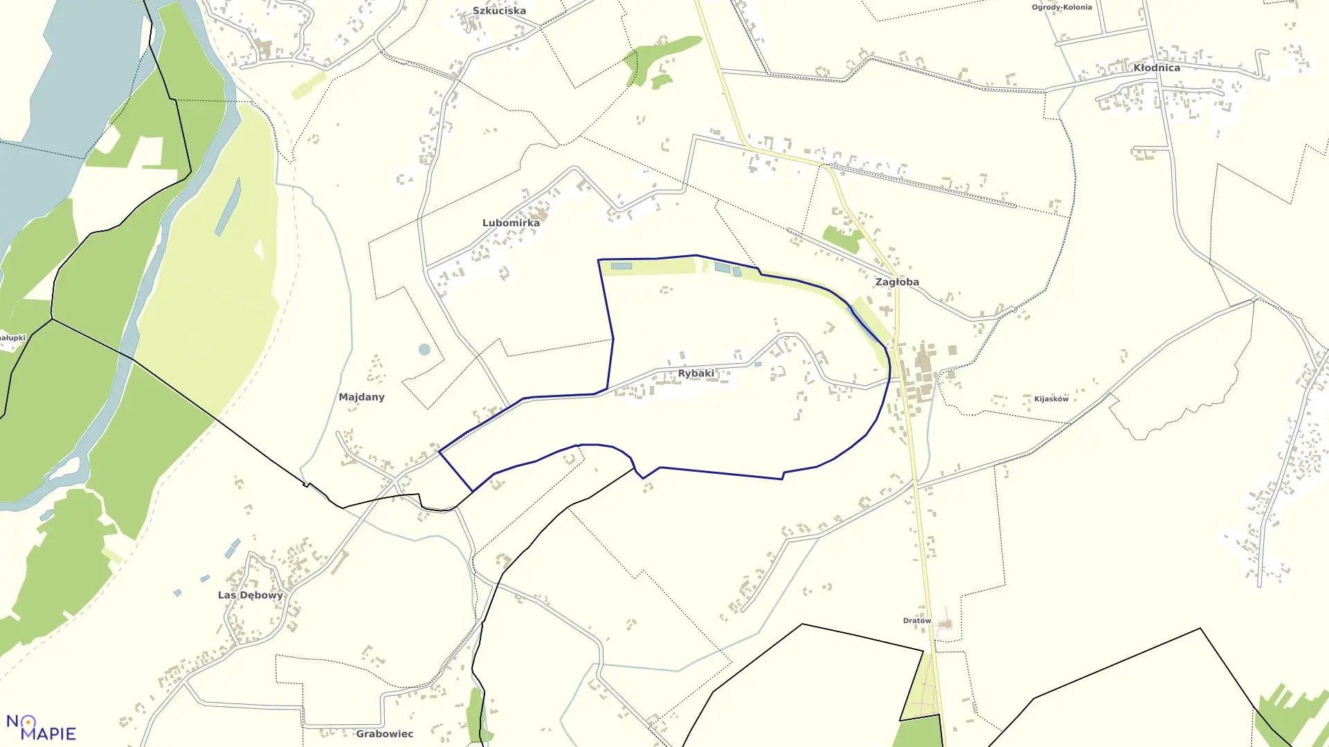 Mapa obrębu 13-RYBAKI w gminie Wilków