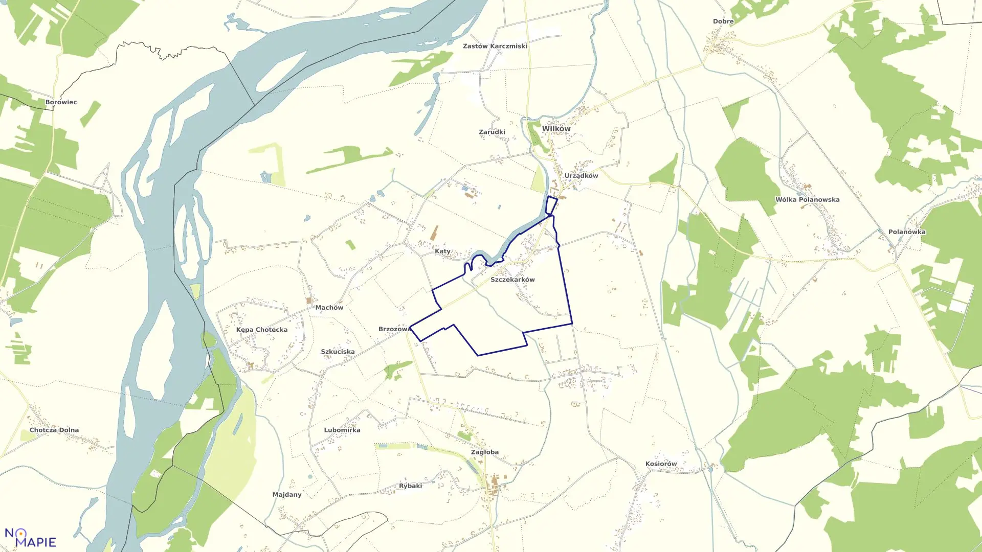 Mapa obrębu 14-SZCZEKARKÓW w gminie Wilków