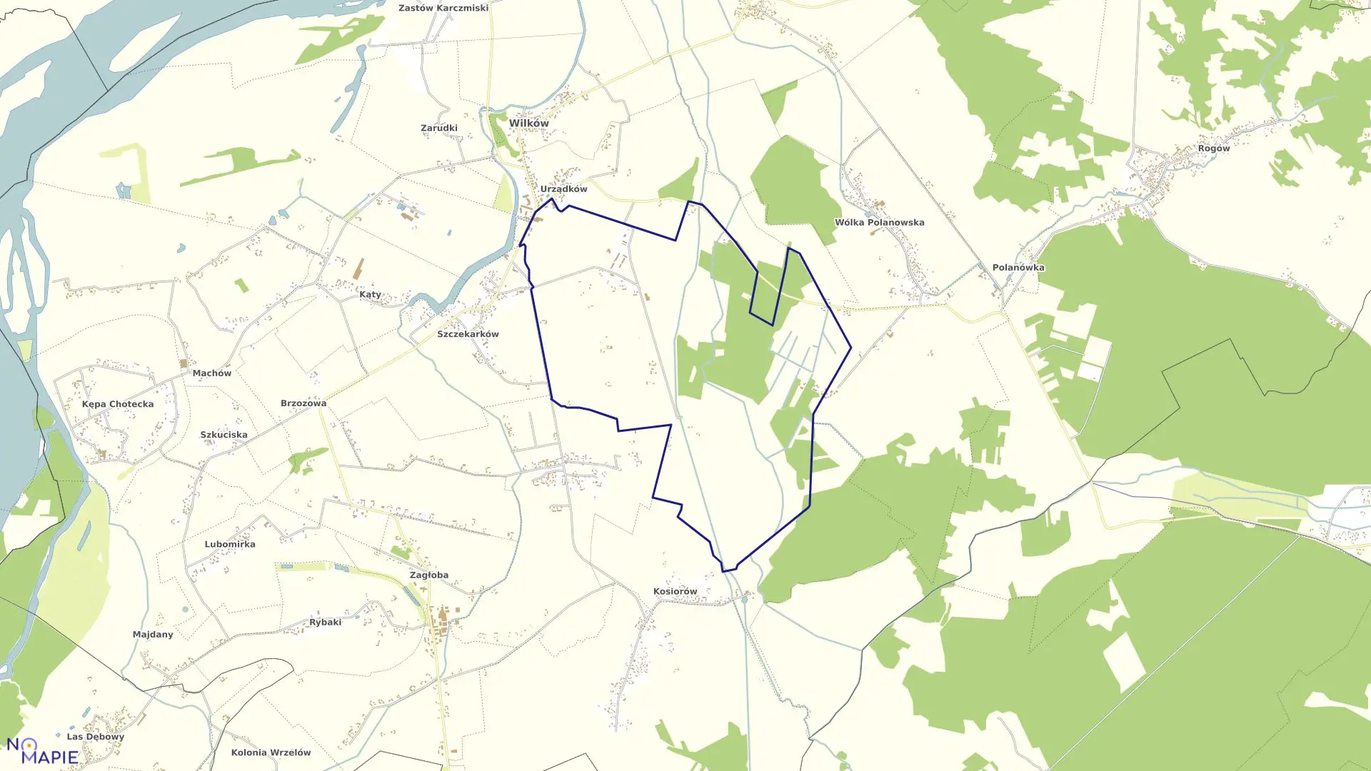 Mapa obrębu 15-SZCZEKARKÓW-KOLONIA w gminie Wilków