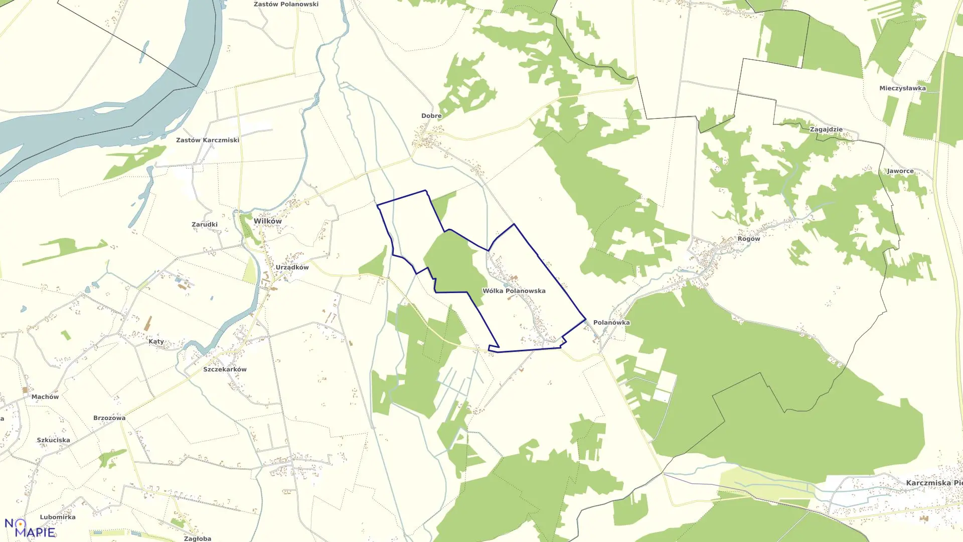 Mapa obrębu 20-WÓLKA POLANOWSKA w gminie Wilków