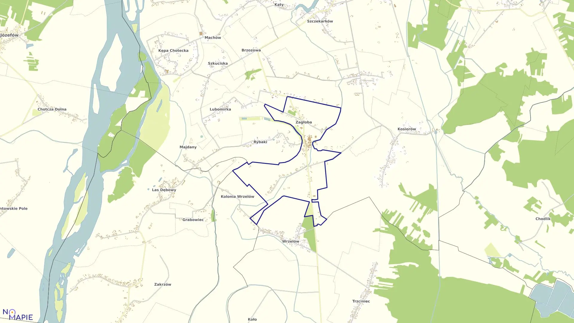 Mapa obrębu 22-ZAGŁOBA w gminie Wilków