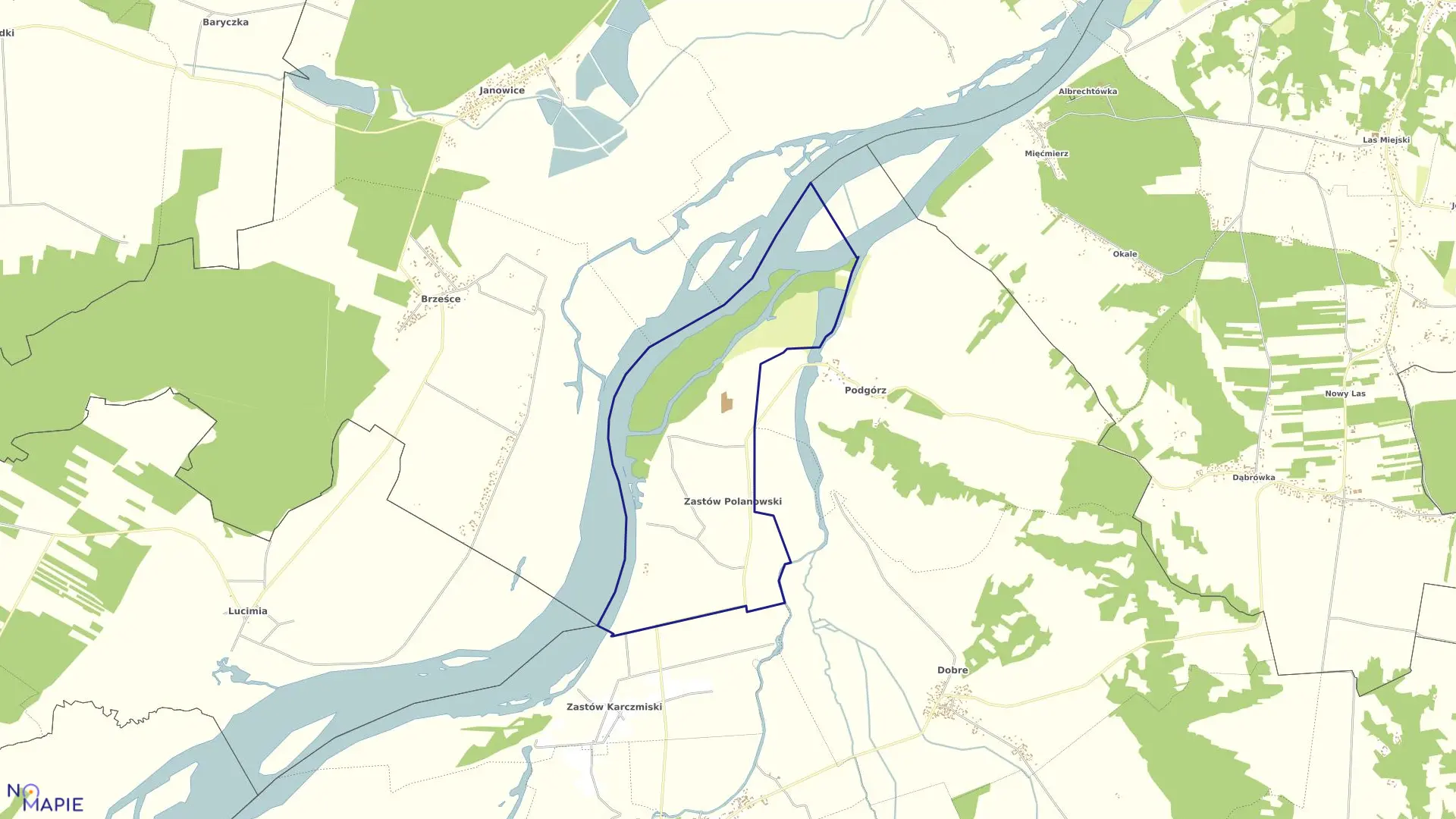 Mapa obrębu 25-ZASTÓW POLANOWSKI w gminie Wilków